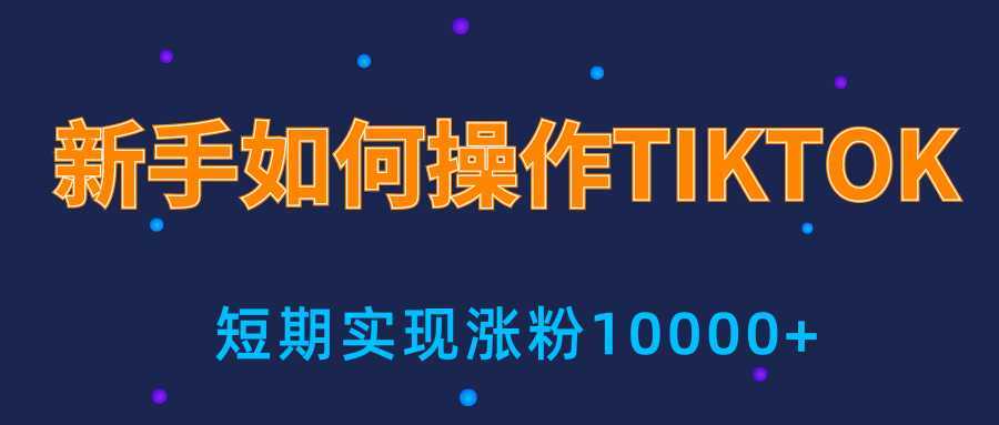 新手小白操作TIKTOK，3天从0到10000粉丝撸美金实战分享-丞铭网课