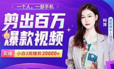 小白易上手的手机剪辑赚钱课，抓住短视频风口月赚2万+-丞铭网课