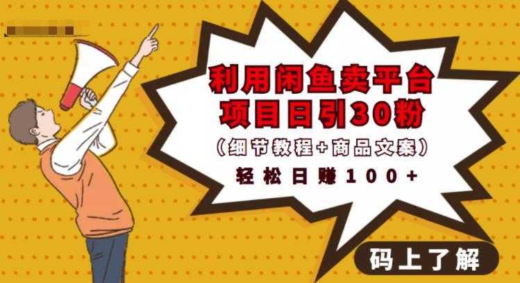 利用闲鱼卖平台项目课程资源日引流30+精准粉丝，轻松日赚100+，积累人脉可实现二次变-丞铭网课
