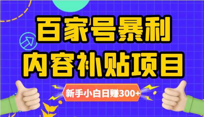 百家号暴利内容补贴项目,图文10元一条,视频30一条,新手小白日赚300+-丞铭网课