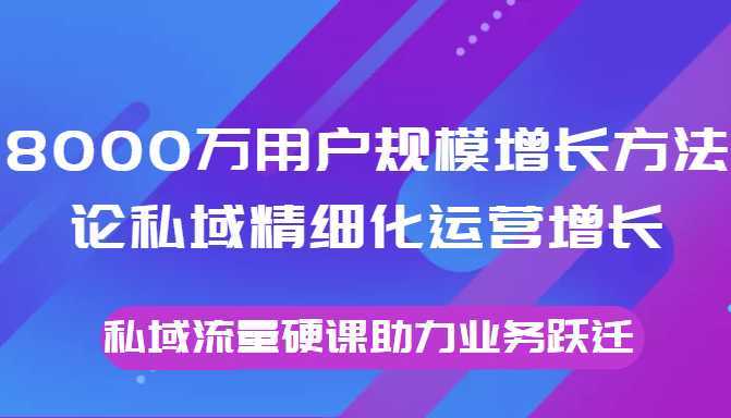 8000万用户规模增长方法论私域精细化运营增长，私域流量硬课助力业务跃迁-丞铭网课