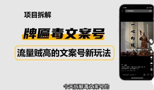 2023抖音快手毒文案新玩法，牌匾文案号，起号快易变现-丞铭网课